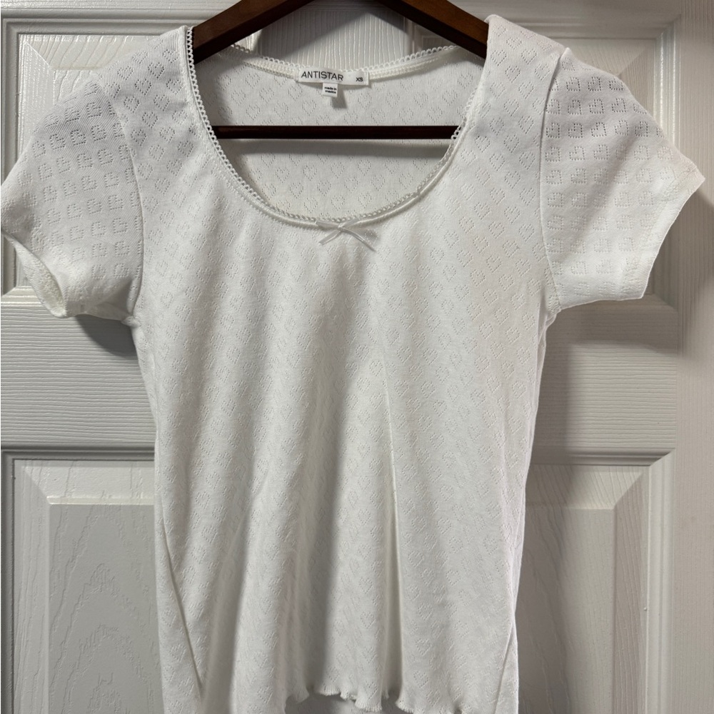 White T-Shirt with Hearts Pattern